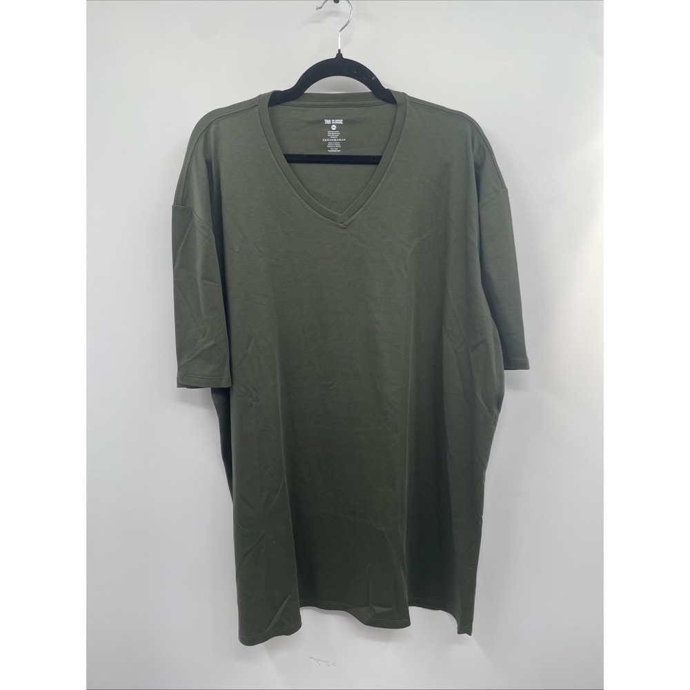 True Classic T-Shirt Mens 2XL Olive Green Pima Cotton V Neck Everyday Wear NWOT